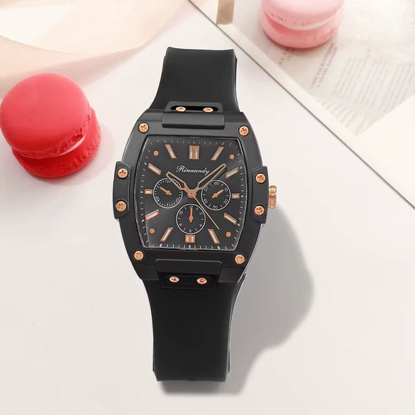 Fashion Silicone Strap Quartz Watch For Men And Women With Round Dial Metal Case Simple Luxury Style Pointer Display