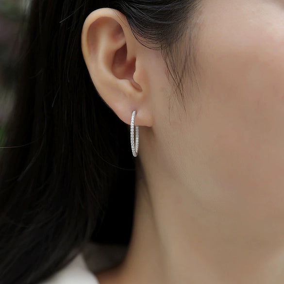 Fashion Silver 925 Moissanite Inlay Geometric Style Earrings