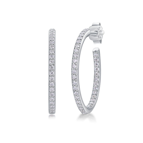 Fashion Silver 925 Moissanite Inlay Geometric Style Earrings