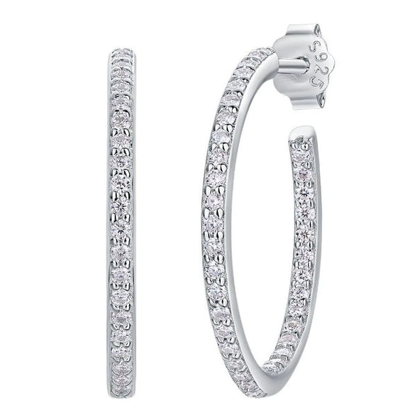Fashion Silver 925 Moissanite Inlay Geometric Style Earrings