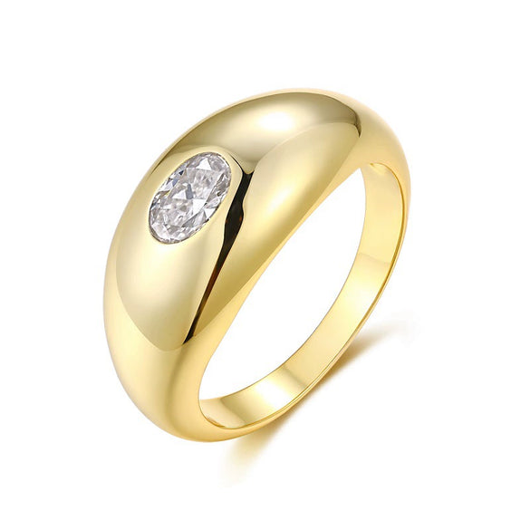 Fashion Silver Moissanite Ring Geometric Style Set With Diamonds