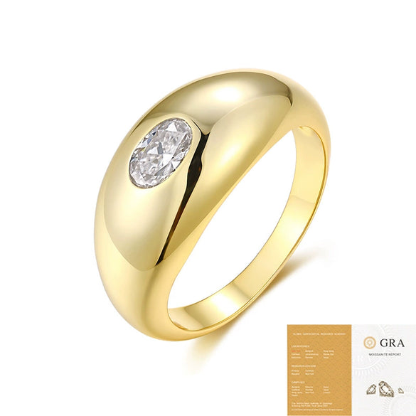 Fashion Silver Moissanite Ring Geometric Style Set With Diamonds