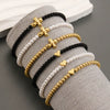 Fashion Simple Allmatch Beaded Elastic Alloy Bracelet With Heart Shape Pattern And Electroplating Treatment For Men And Women