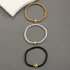 Fashion Simple Allmatch Beaded Elastic Alloy Bracelet With Heart Shape Pattern And Electroplating Treatment For Men And Women