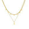 Fashion Simple Allmatch Leaf Water Drop Pendant Stainless Steel Gold Plated Chain Necklace