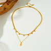 Fashion Simple Allmatch Leaf Water Drop Pendant Stainless Steel Gold Plated Chain Necklace