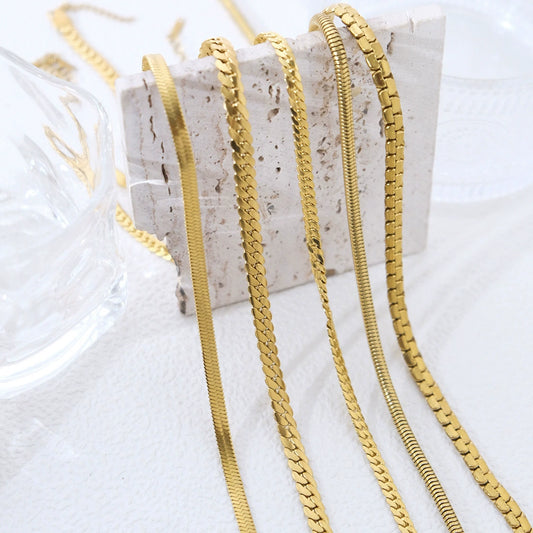 Fashion Simple Allmatch Stainless Steel Chain Necklace With Electroplating For Women