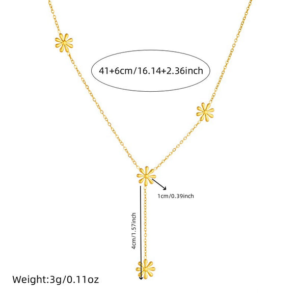 Fashion Simple Allmatch Stainless Steel Gold Plated Daisy Accessories Necklace Bracelet Plants And Flowers Pattern Electroplating Process