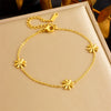 Fashion Simple Allmatch Stainless Steel Gold Plated Daisy Accessories Necklace Bracelet Plants And Flowers Pattern Electroplating Process