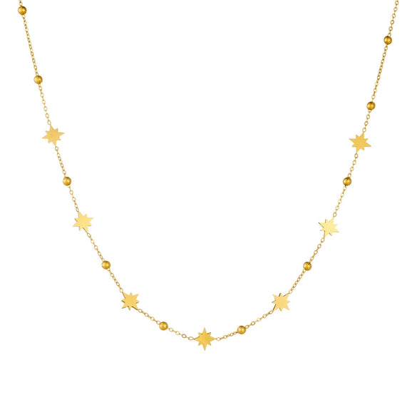 Fashion Simple Allmatch Stainless Steel O Word Chain Necklace With Star Pendant And Electroplating Design