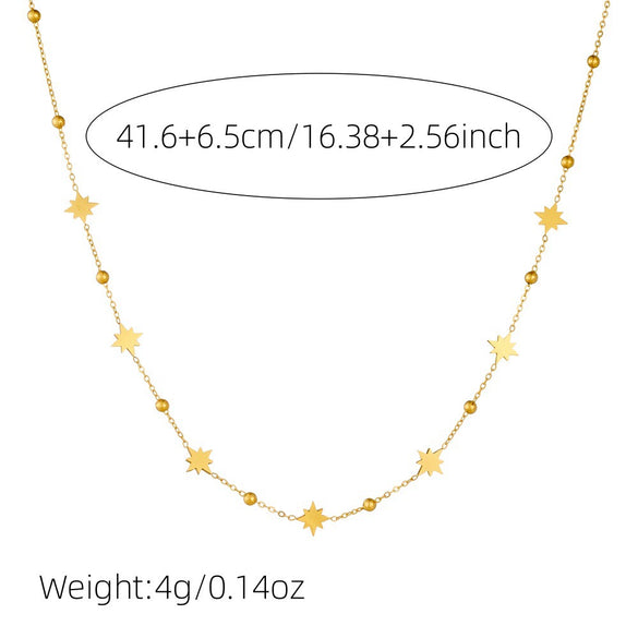 Fashion Simple Allmatch Stainless Steel O Word Chain Necklace With Star Pendant And Electroplating Design