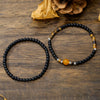 Fashion Simple Allmatch Unisex Handmade Stone Copper Beads Round Beaded Bracelet With Black Onyx Tiger Eye Amber