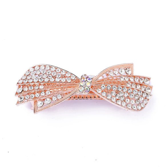 Fashion Simple Alloy Crystal Rhinestone Spring Clip Hairpin For Women