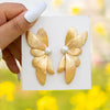 Fashion Simple Alloy Petal Earrings Geometric Irregular Flower Shape Electroplated Personality Earrings For Women