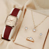 Fashion Simple Business Square Alloy Rhinestone Jewelry Pu Strap Quartz Watch For Female