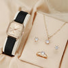 Fashion Simple Business Square Alloy Rhinestone Jewelry Pu Strap Quartz Watch For Female
