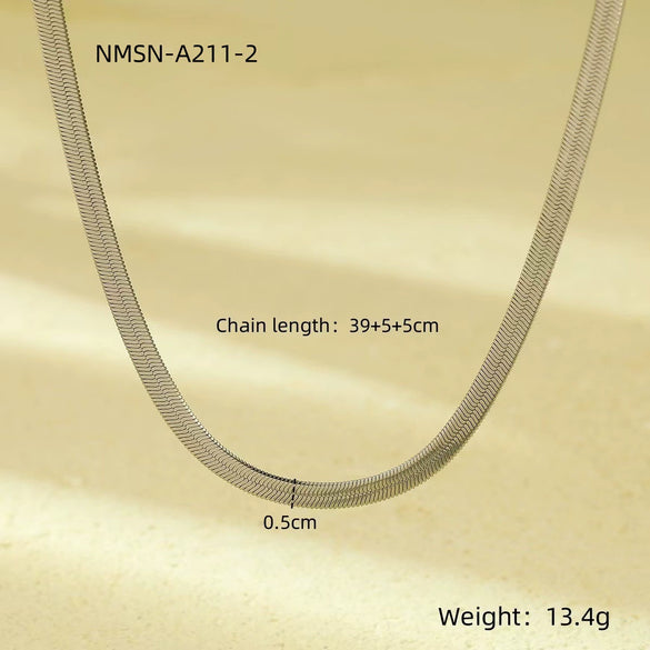 Fashion Simple Classic Stainless Steel Snake Flat Chain Necklace For Men And Women With Electroplating Treatment