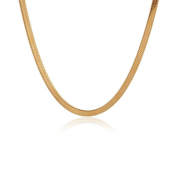 Fashion Simple Classic Stainless Steel Snake Flat Chain Necklace For Men And Women With Electroplating Treatment
