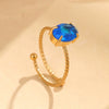 Fashion Simple Claw Set Oval Zircon Stainless Steel Light Luxury Ring With Electroplating For Women