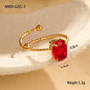 Fashion Simple Claw Set Oval Zircon Stainless Steel Light Luxury Ring With Electroplating For Women