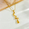 Fashion Simple Cold Style Geometric Stainless Steel Snake Bone Chain Necklace With Irregular Twisted Pendant And Gold Plating