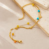 Fashion Simple Color Beaded Dragonfly Stainless Steel Twisted Chain Stacked Women's Bracelet With Electroplating