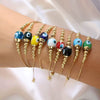 Fashion Simple Colorful Heart Geometric Copper Beads Gold Plated Adjustable Snake Chain Women's Bracelet