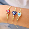 Fashion Simple Colorful Heart Geometric Copper Beads Gold Plated Adjustable Snake Chain Women's Bracelet