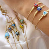 Fashion Simple Colorful Heart Geometric Copper Beads Gold Plated Adjustable Snake Chain Women's Bracelet