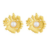 Fashion Simple Commuter Earrings Stainless Steel Gold Plated Irregular Sunflower Pearl For Women