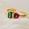 Fashion Simple Copper Heart Geometric Open Ring With Microinlay For Women