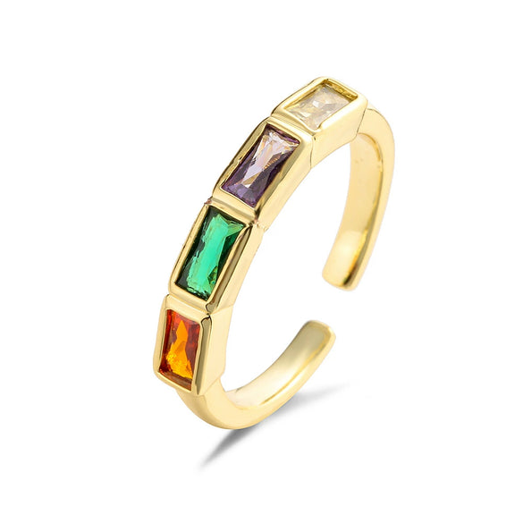 Fashion Simple Copper Heart Geometric Open Ring With Microinlay For Women