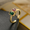 Fashion Simple Copper Heart Geometric Open Ring With Microinlay For Women