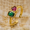 Fashion Simple Copper Heart Geometric Open Ring With Microinlay For Women