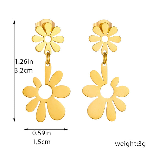 Fashion Simple Creative Goldplated Stainless Steel Flower Open Earrings
