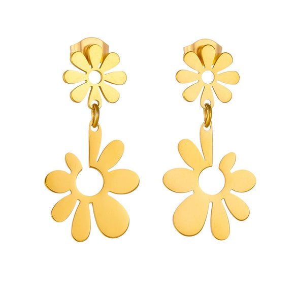 Fashion Simple Creative Goldplated Stainless Steel Flower Open Earrings