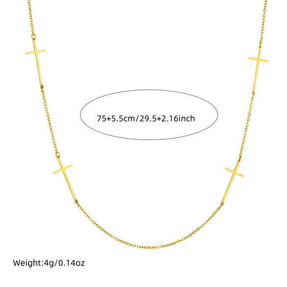 Fashion Simple Cross Stainless Steel Women's Necklace With Electroplating