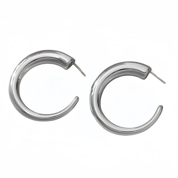 Fashion Simple Cshaped Stainless Steel 18K Gold Electroplated Women's Earrings