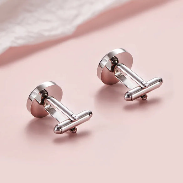 1 Pair Simple Style Round Customization Laser Engraving 304 Stainless Steel Unisex Cufflinks