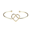 Fashion Simple Cut Out Open Metal Bangle Bracelet With Heart And Floral Detail Electroplated Women's Bracelet Accessory