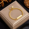 Fashion Simple Design Diamond Love Pearl Butterfly Snake Pendant Goldplated Titanium Steel Women's Bracelet