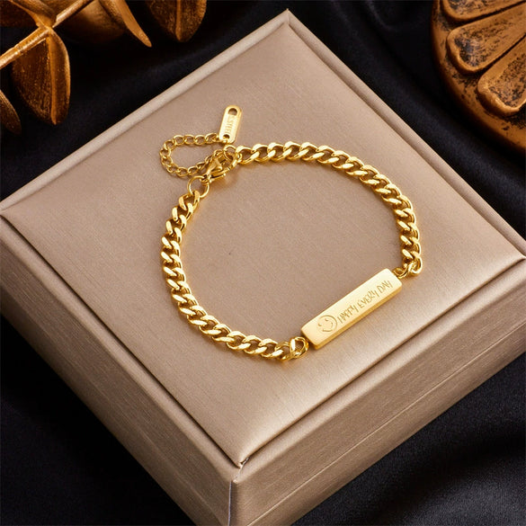 Fashion Simple Design Diamond Love Pearl Butterfly Snake Pendant Goldplated Titanium Steel Women's Bracelet