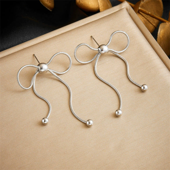 Fashion Simple Design Goldplated Stainless Steel Bow Snake Bone Chain Bracelet For Women