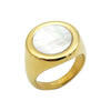 Fashion Simple Design White Fritillaria Stainless Steel Goldplated Women's Ring Jewelry