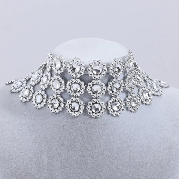 Ornament Personalized Versatile Multi-element Necklace Double-layer Concave Europe And America Cross Border Diamond Collar Necklace