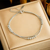 Fashion Simple Double Layer Stacked Ball Beaded Stainless Steel Jewelry Bracelet Necklace For Women With Snake Bone Chain And Electroplating