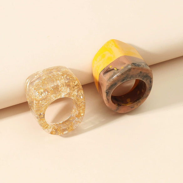 Fashion Simple Elegant Acrylic Geometric Wide Band Ring Set Creative Minimalist Statement Rings For Unisex