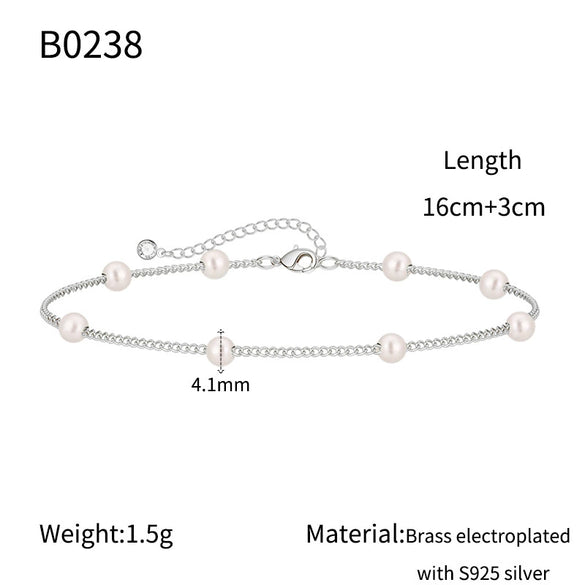 Fashion Simple Exquisite Golden O Shaped Chain Pearl Women's Bracelet Copper Electroplating Geometric
