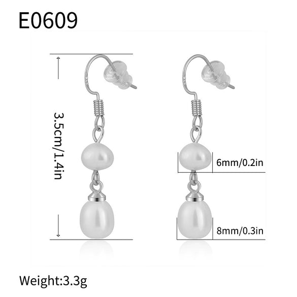 Fashion Simple Freshwater Pearl Earrings Geometric Style Electroplated For Women