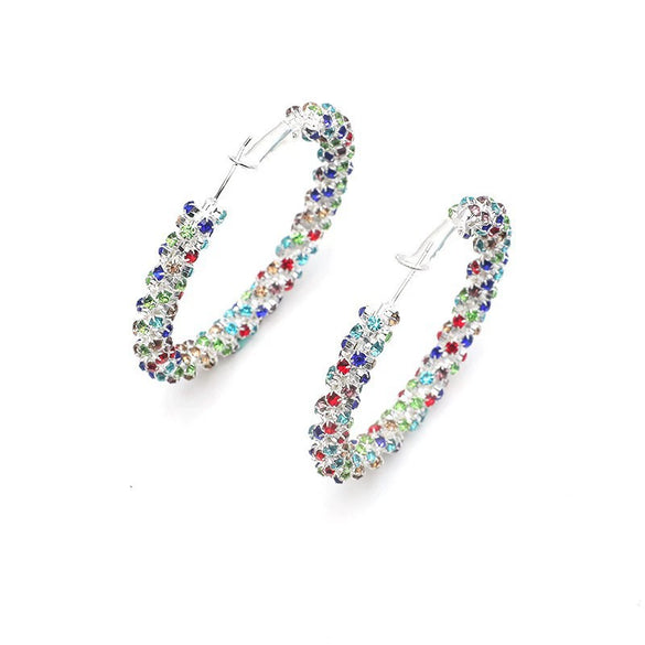 Fashion Simple Geometric Circle Slim Exaggerated Alloy Earrings With Diamond Accent Cold Style